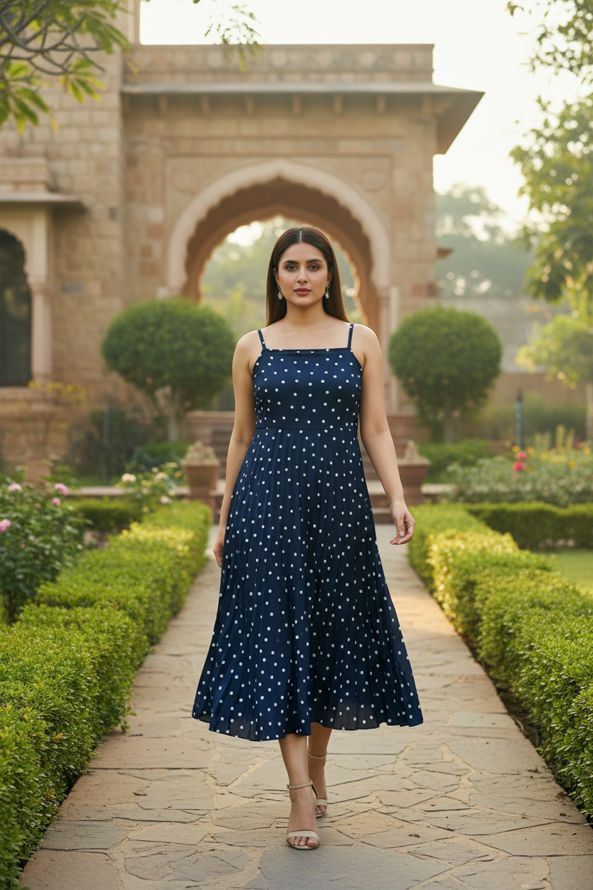 Blue Polka Dot Slip Dress