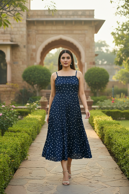 Blue Polka Dot Slip Dress