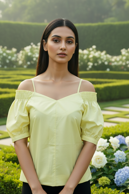 Lime Yellow Off Shoulder Top