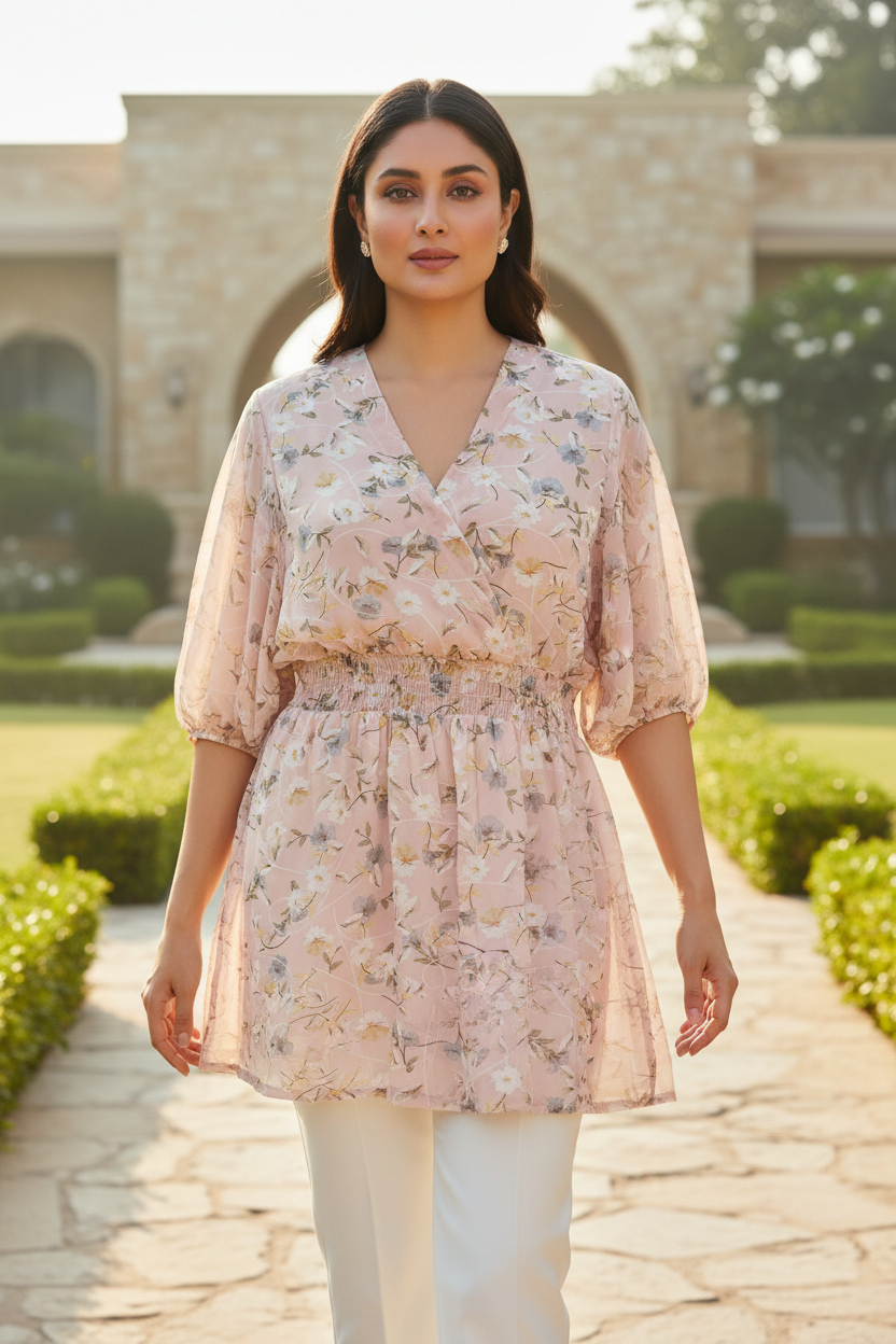 Pink Floral Printed Playsuit