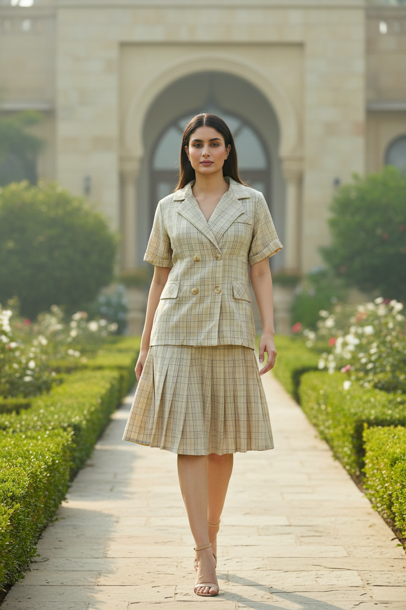 Kate Check Print Skirt Set