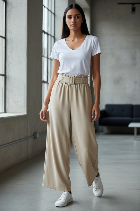 Off White Pants with Belt