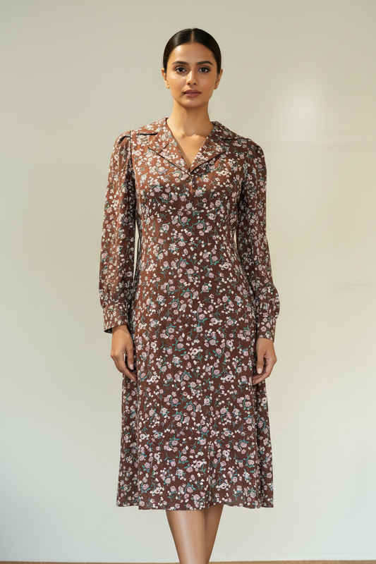 Floral Printed Long Shirt Dress