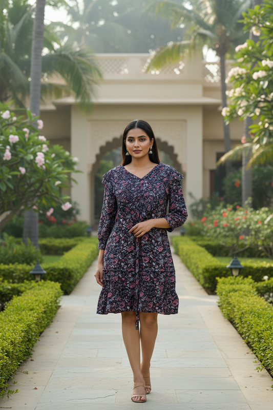 Ruffle Floral Printed Dress