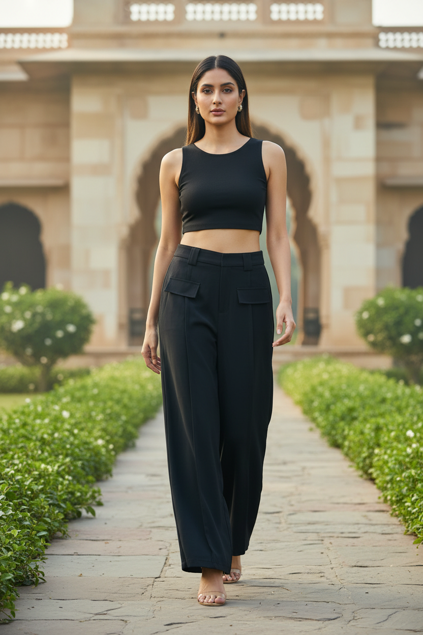 Black Front Pocket Style Pants