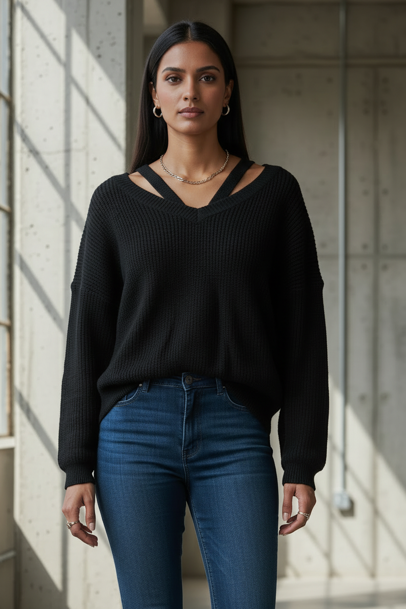Black Loose Fit Sweater