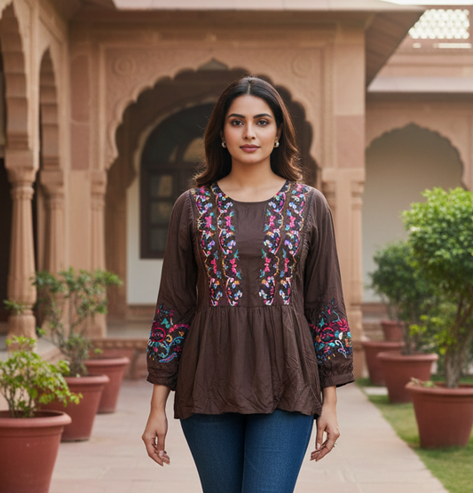 Brown Thread Work Top