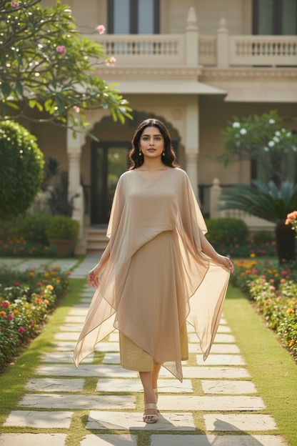 Beige Kaftan Style Kurta