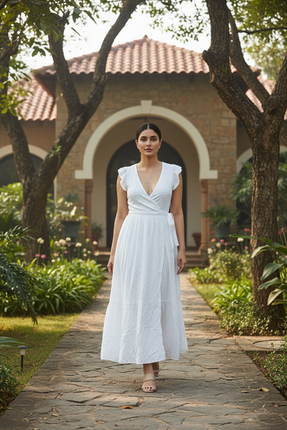 White Wrap Maxi Dress