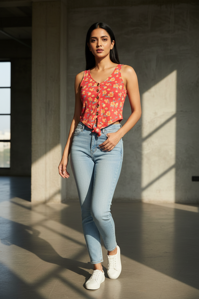 Red Floral Top