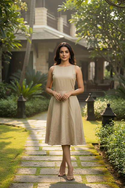 Beige Flowy Dress