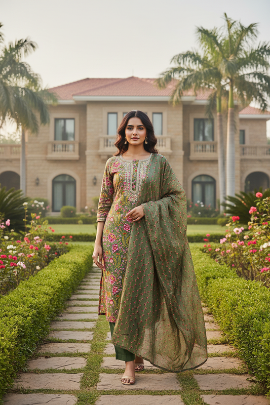 Hanira Floral Embroidered Suit Set