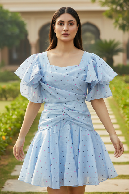 Elite Blue Polka Dot Dress