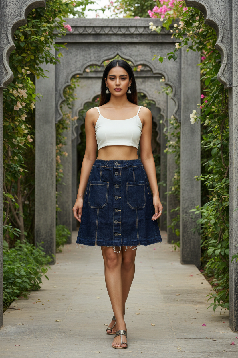 Front Buttoned Skirt