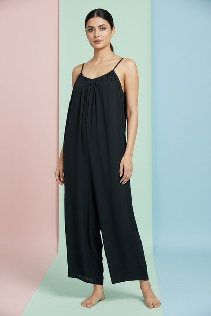 Black Slip Long Jumpsuit