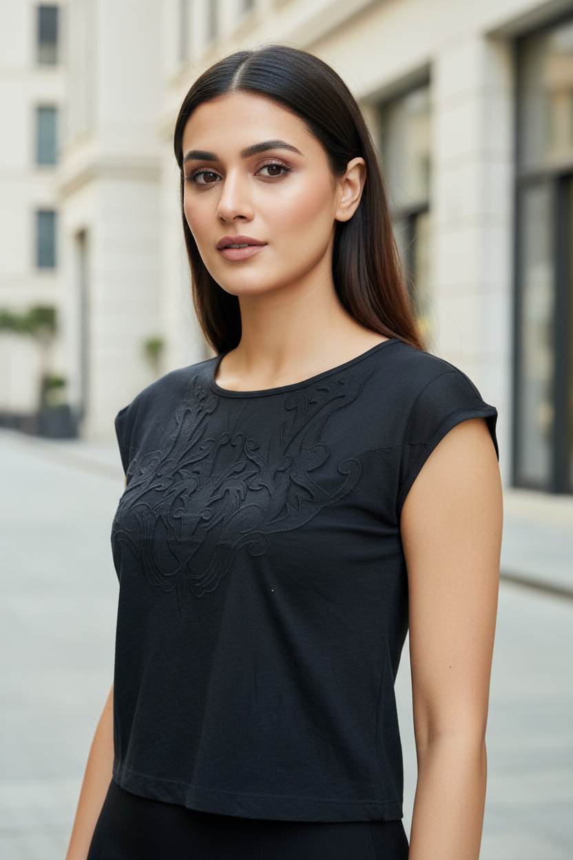 Black Embroidered Top