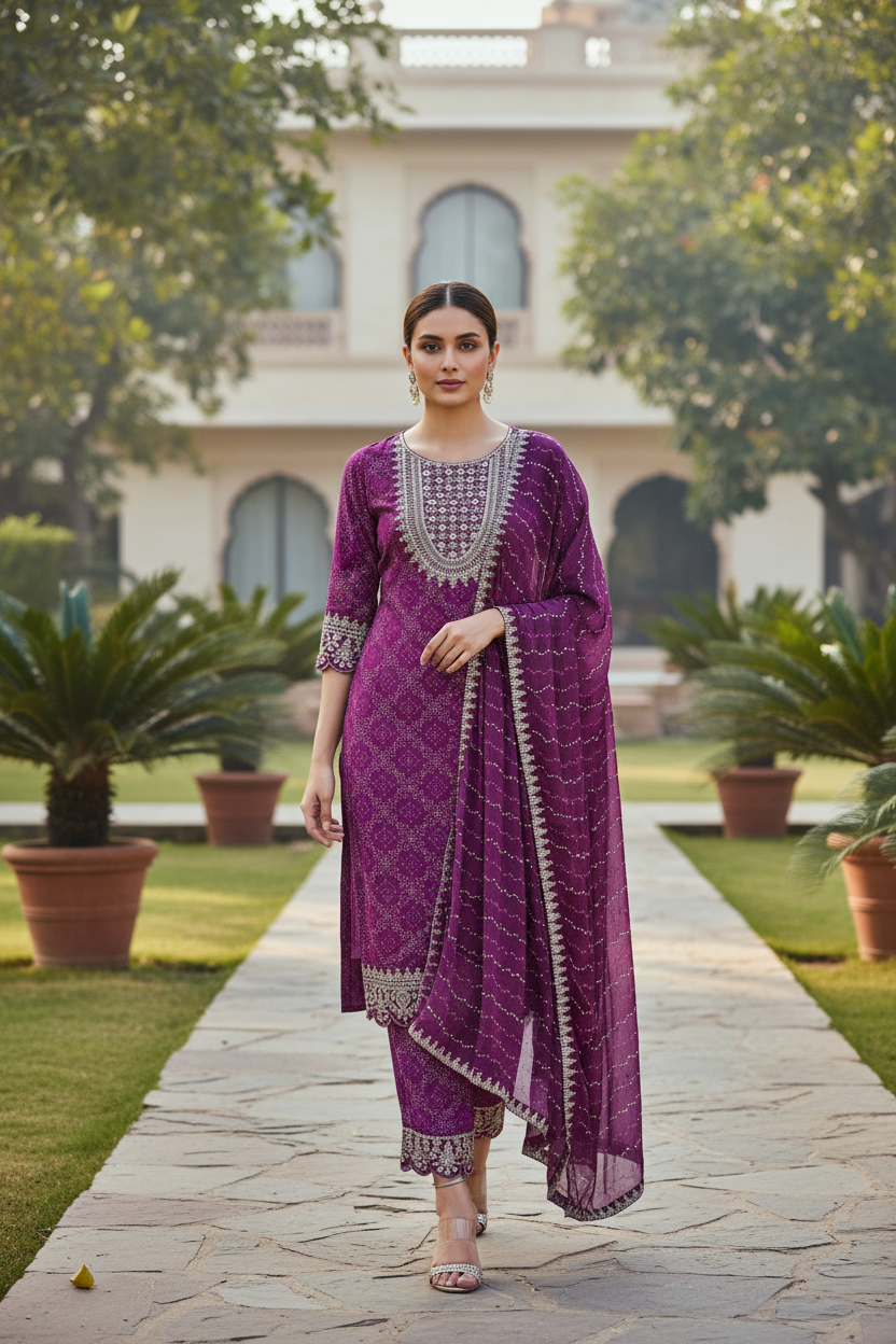 Resham Embroidered Suit Set