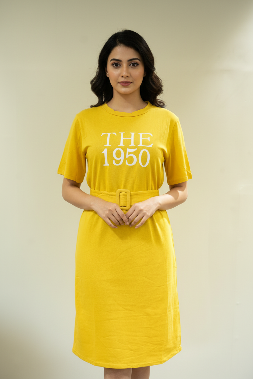 Yellow Belted Dress