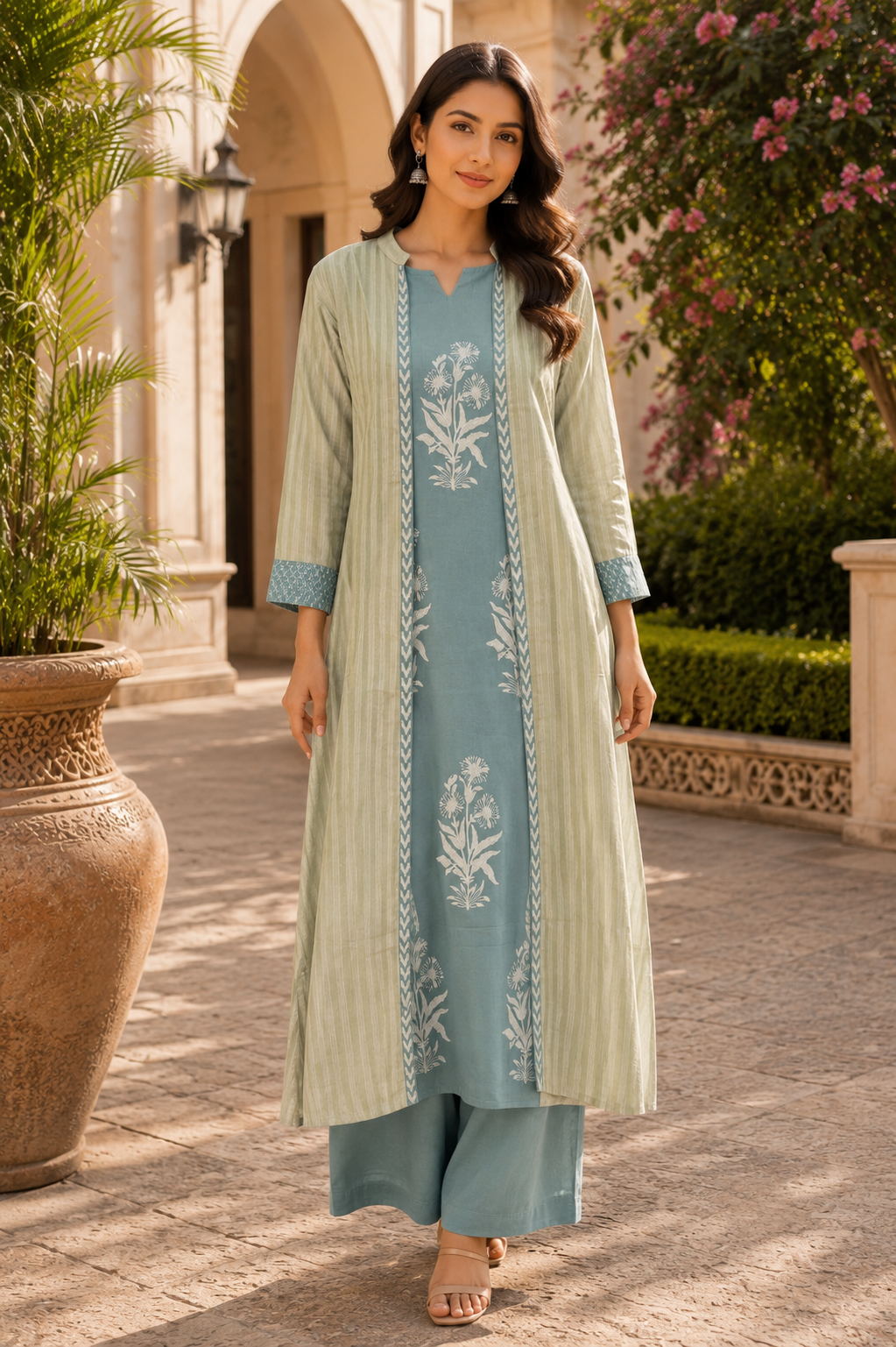 Kamini Printed Cape Style Co ord Set
