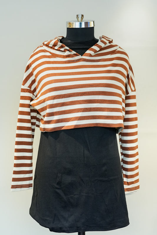 Cocoa Stripe Layered Dress