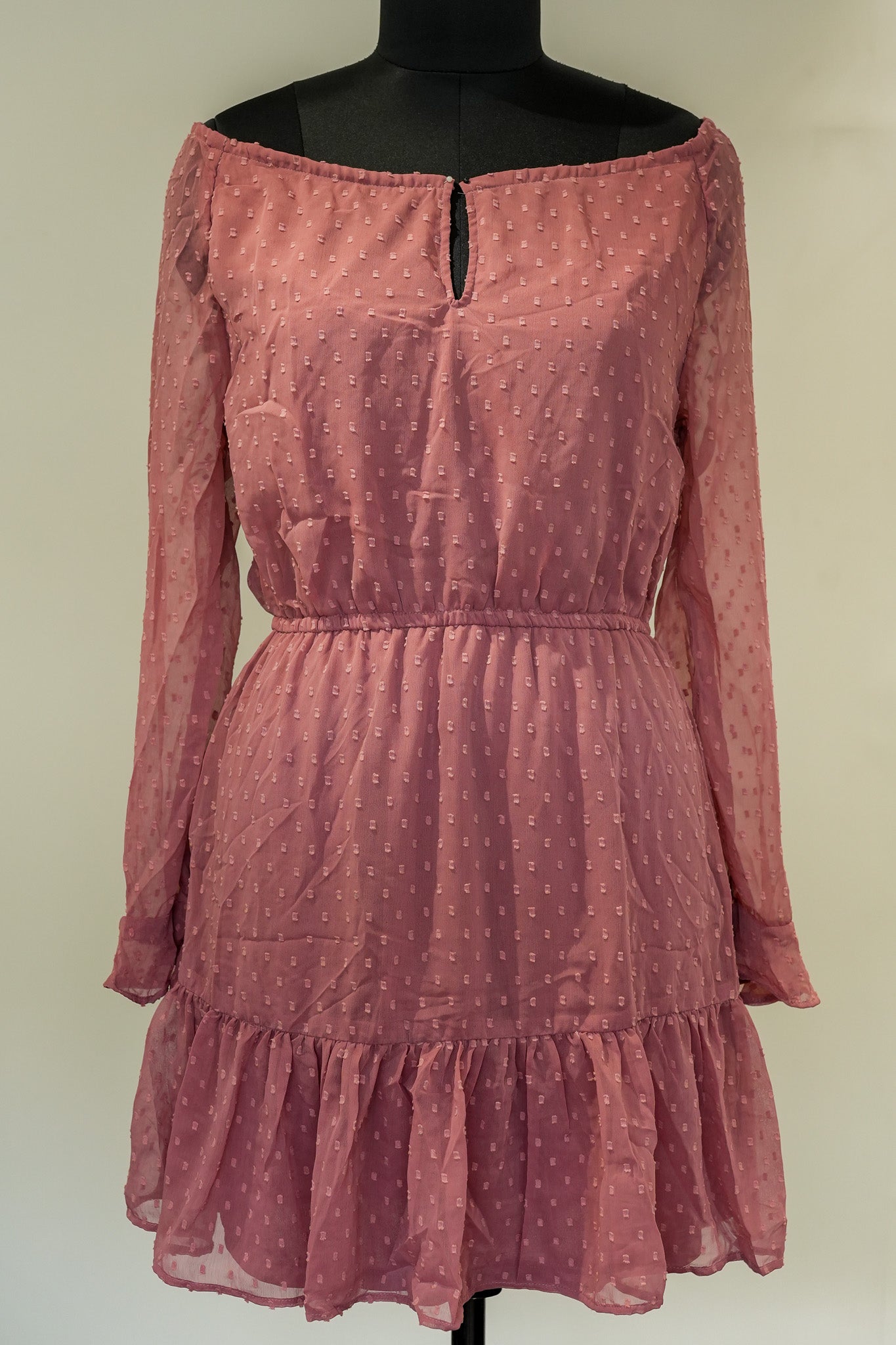 Pink Off Shoulder Short Dress