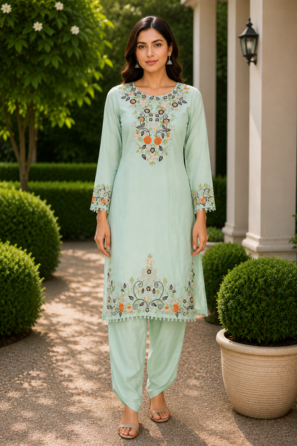 Aroha Floral Embroidered Co ord Set