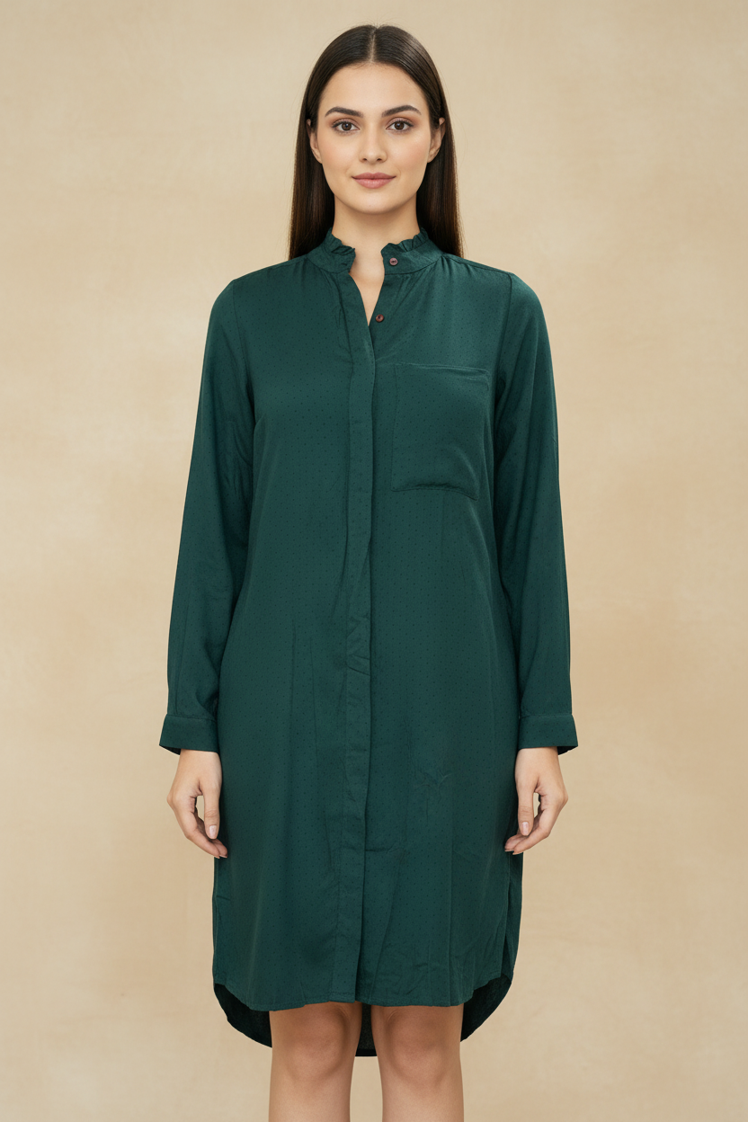 Green Long Shirt Dress