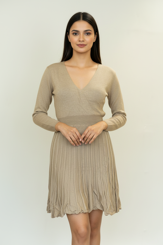 Beige Short Knitted Dress