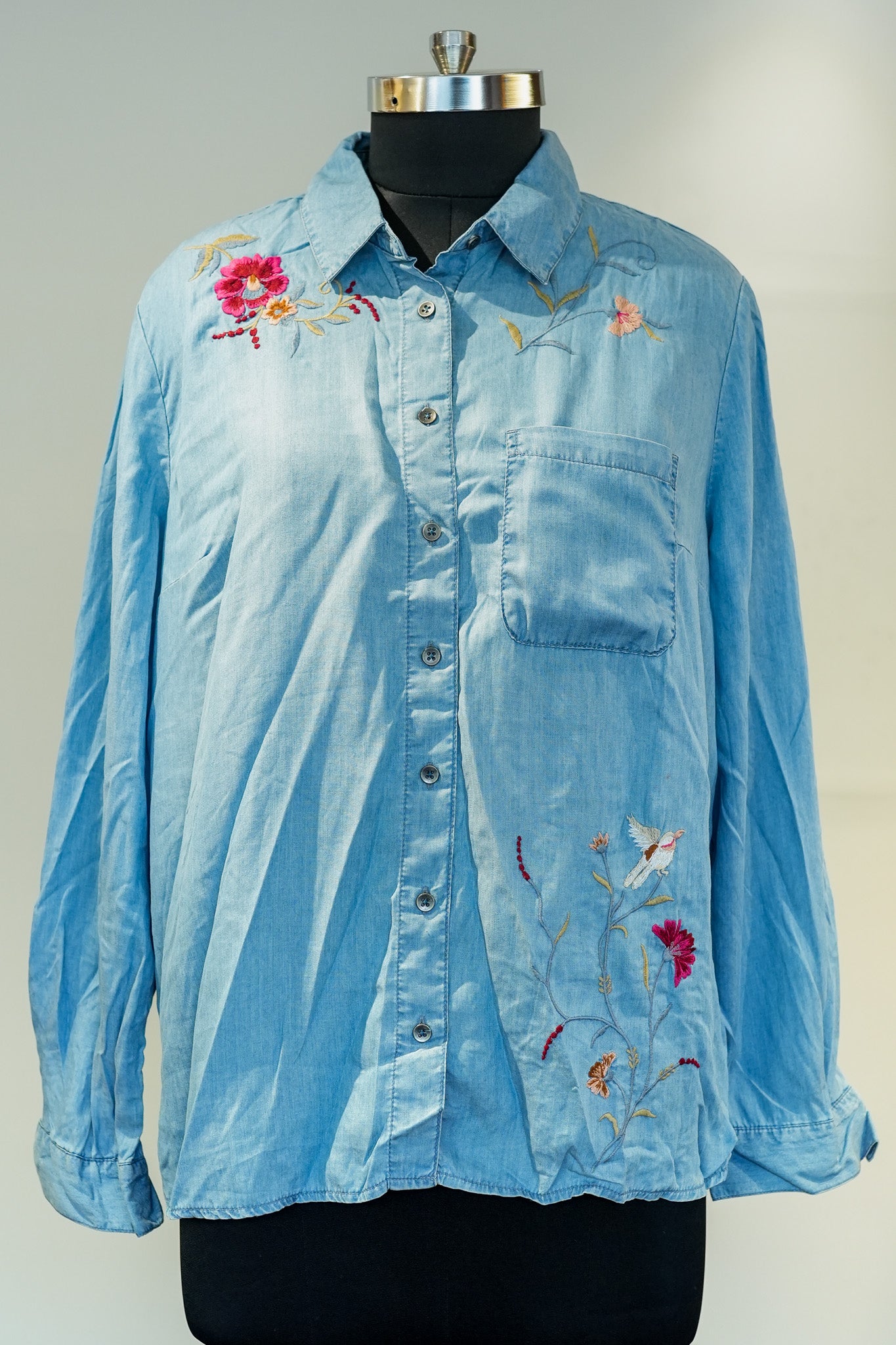 Embroidered Denim Shirt