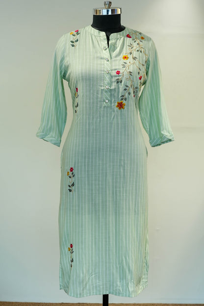 Sea Green Embroidered Kurta