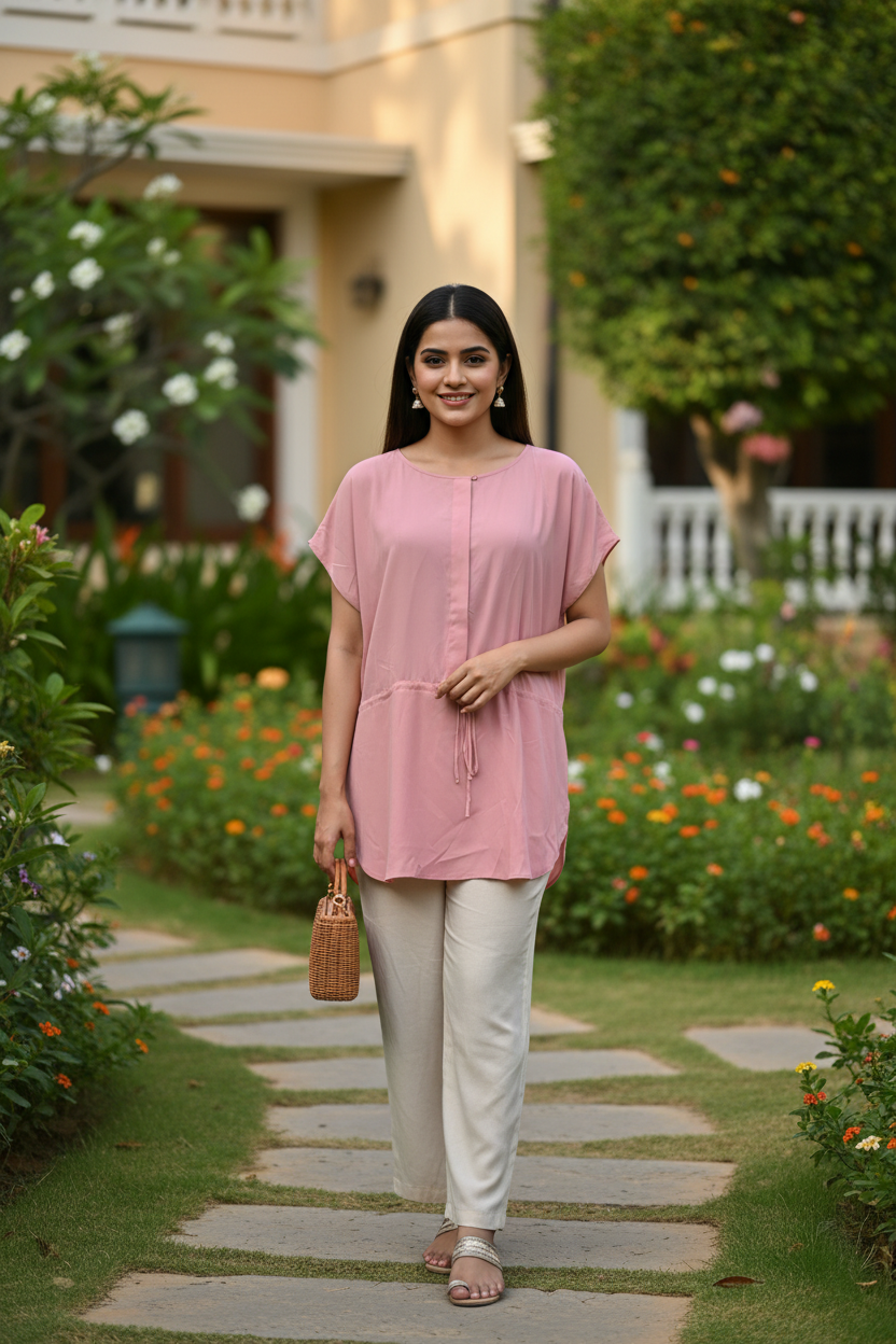 Pink Front Knot Top
