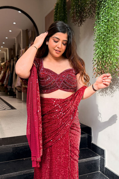 Eshara Hand Embroidered Drape Saree
