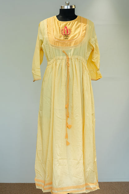 Yellow Thread Work Anarkali