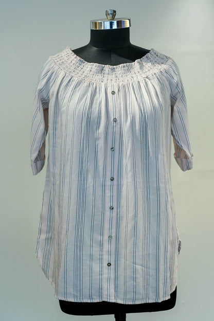 Striped Buttoned Long Shirt