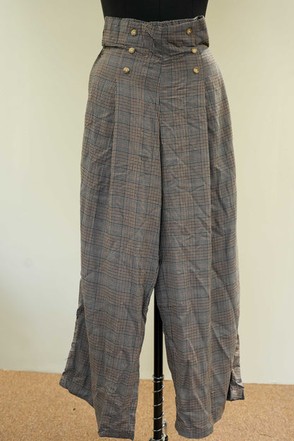 High Waist Check Pants