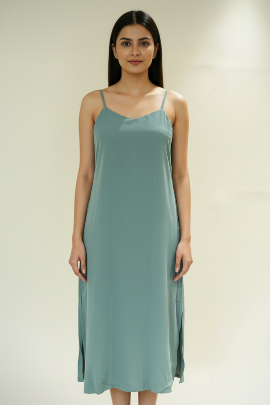 Sea Green Side Cut Slip Dress
