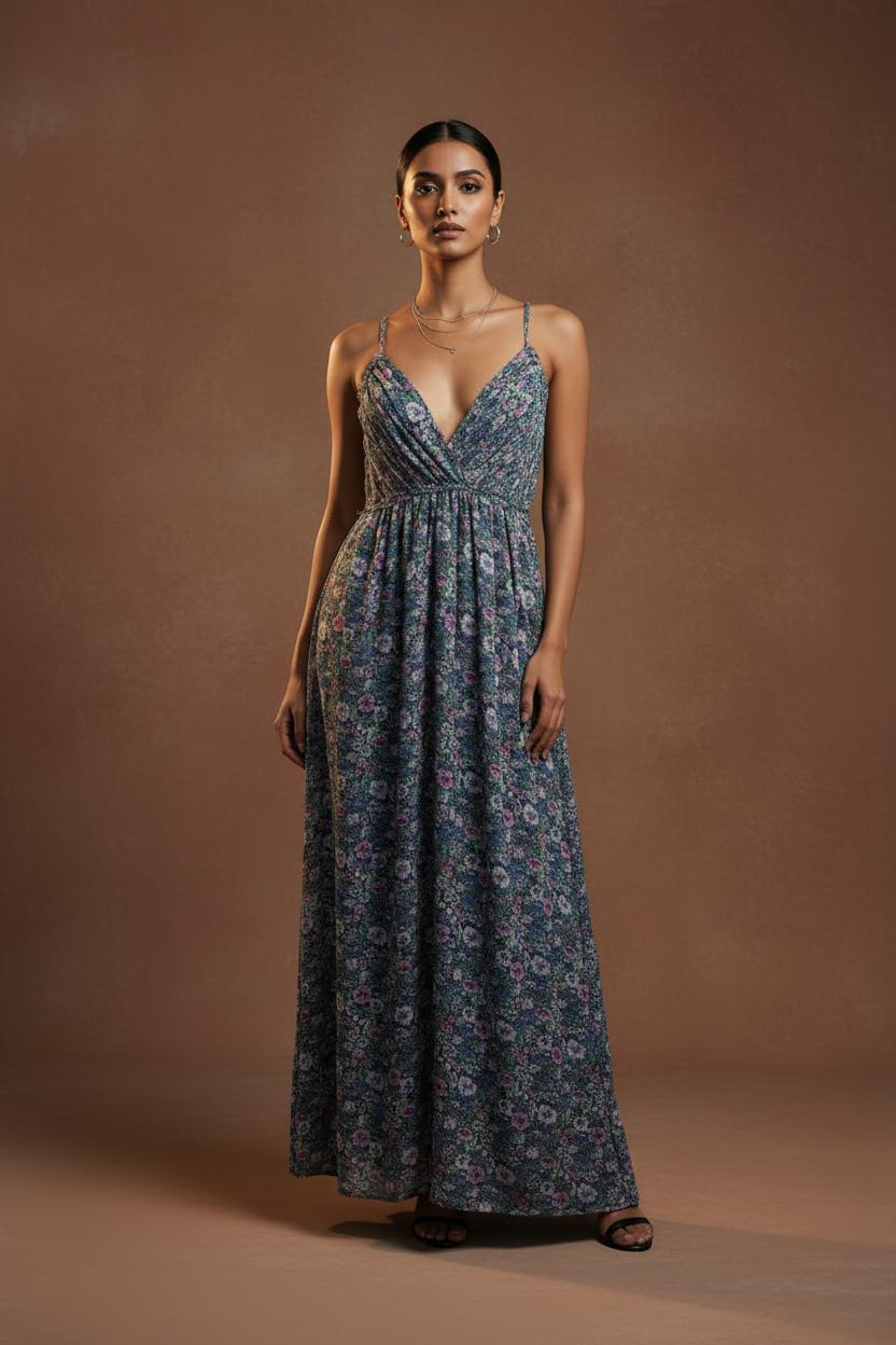 Blue Floral Slip Dress