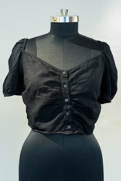 Black Front Buttoned Top