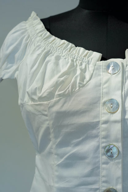 White Off Shoulder Buttoned Top