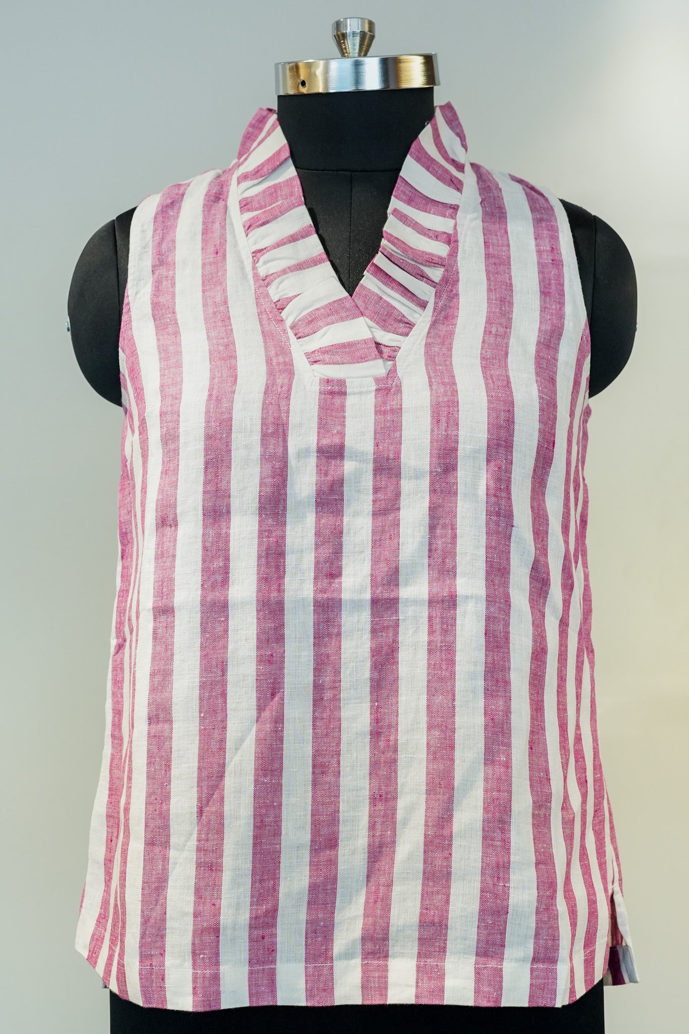 Pink Striped Short Kurti