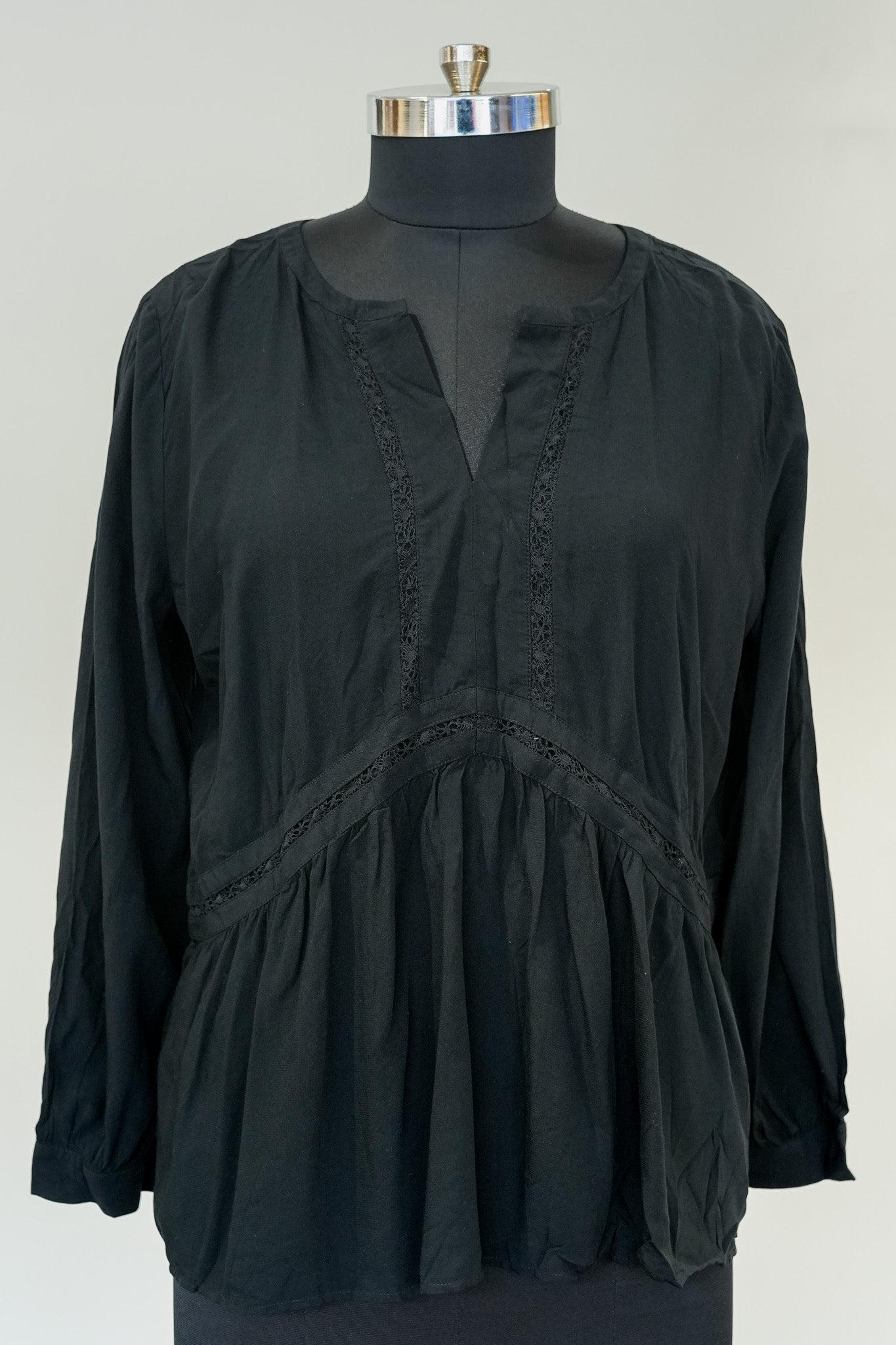 Black Schiffli Work Top