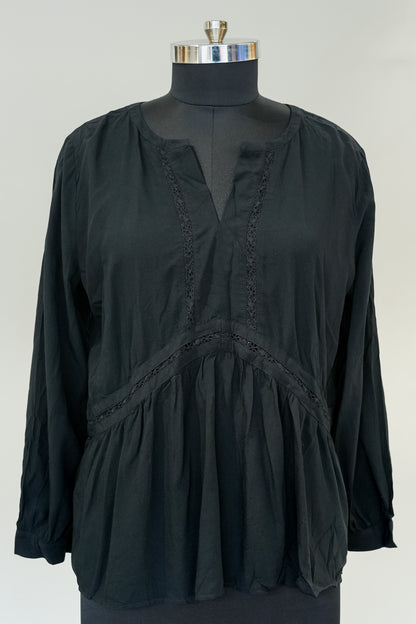 Black Schiffli Work Top