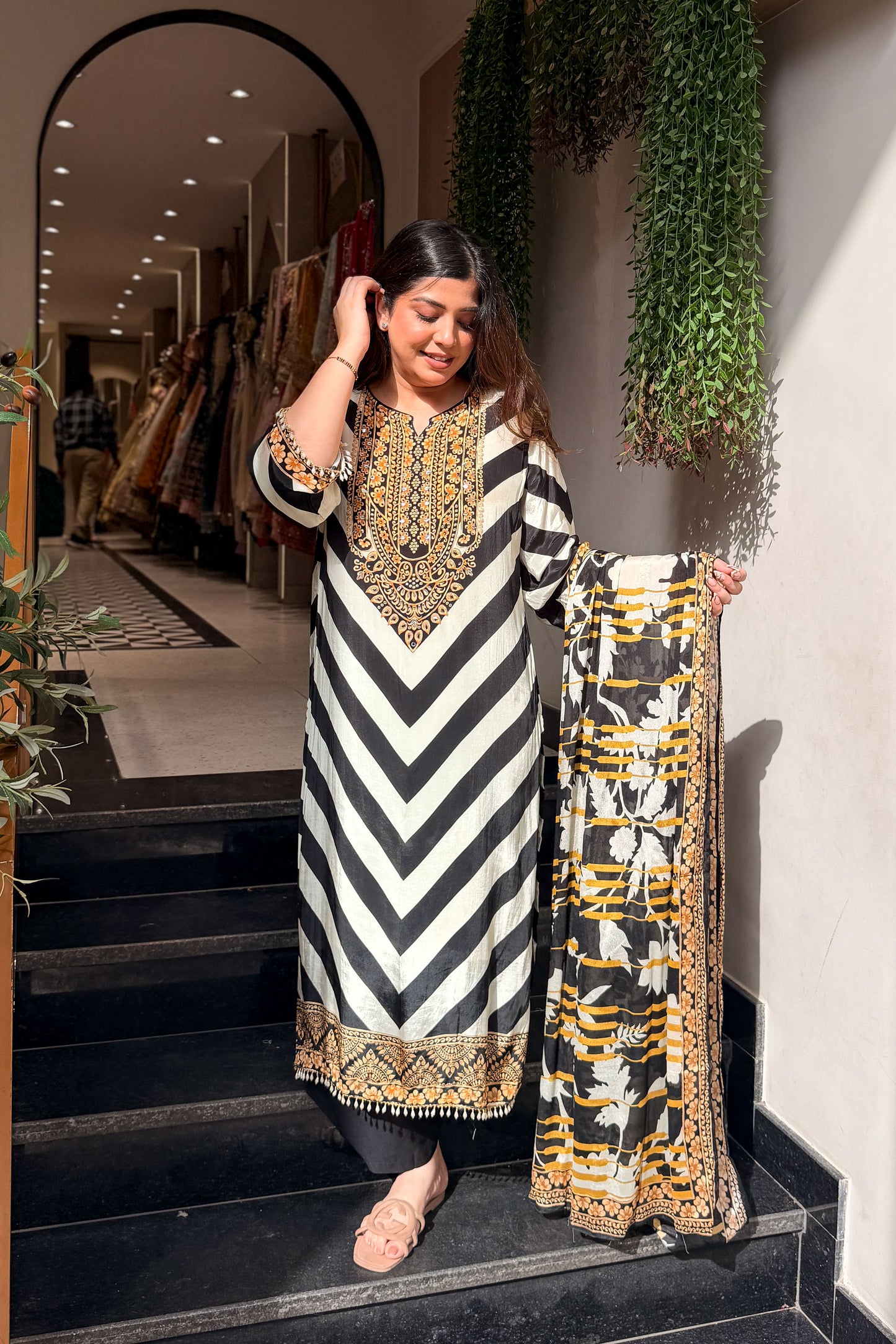 Aranya Embroidered & Printed Suit Set