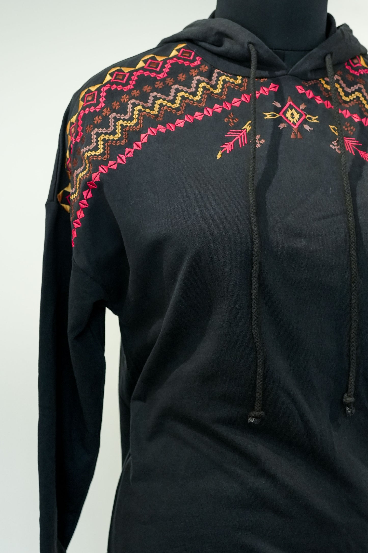 Black Embroidered Hoodie