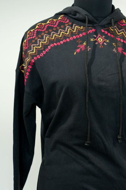 Black Embroidered Hoodie