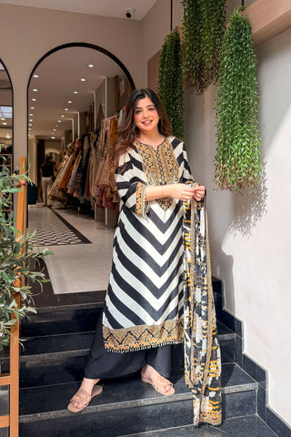 Aranya Embroidered & Printed Suit Set