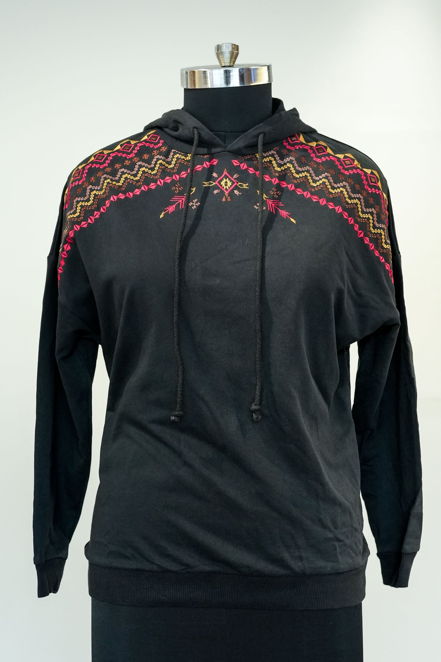 Black Embroidered Hoodie