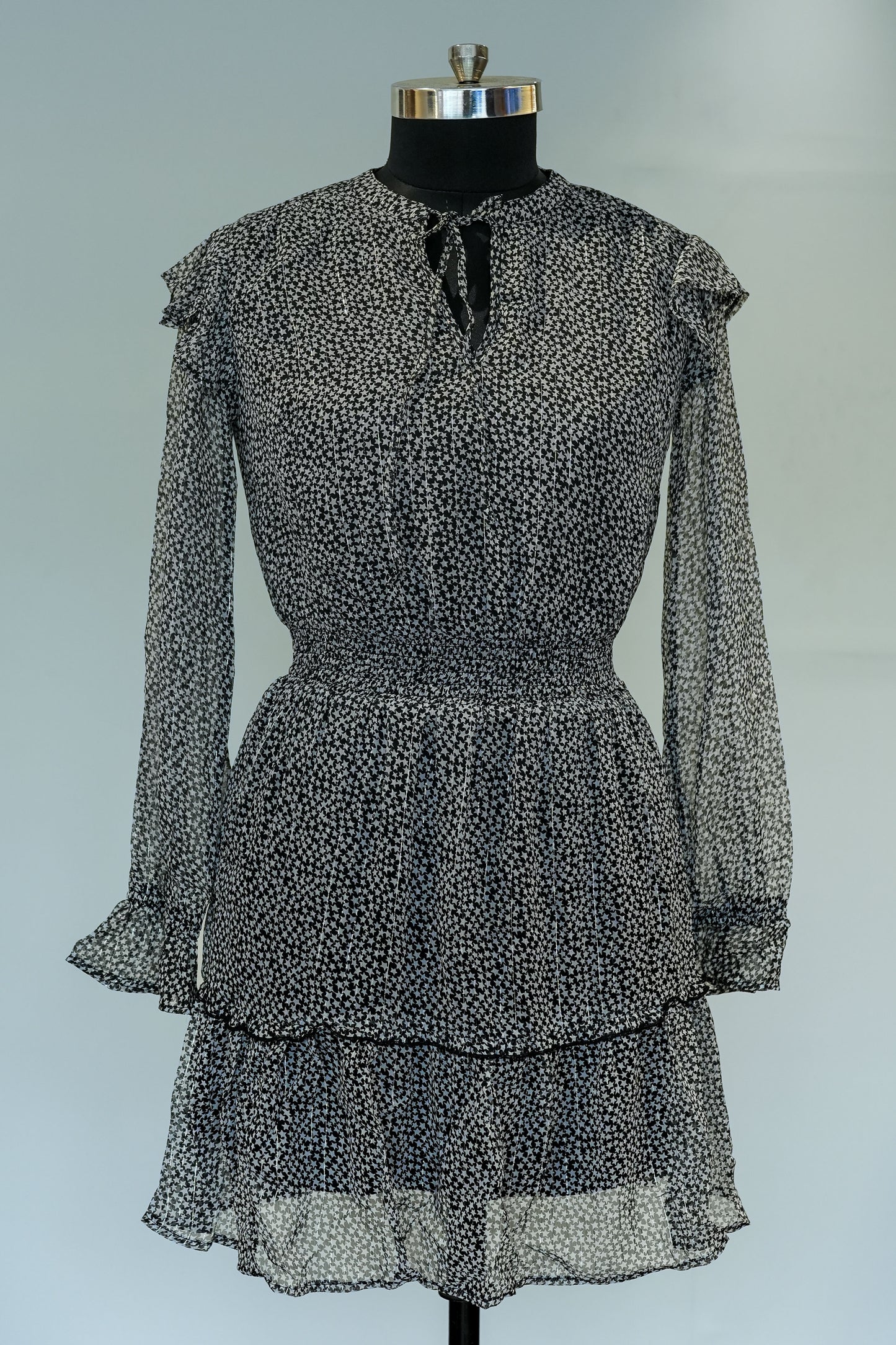 Black Printed Short Dress