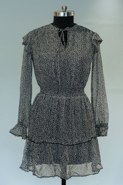 Black Printed Short Dress