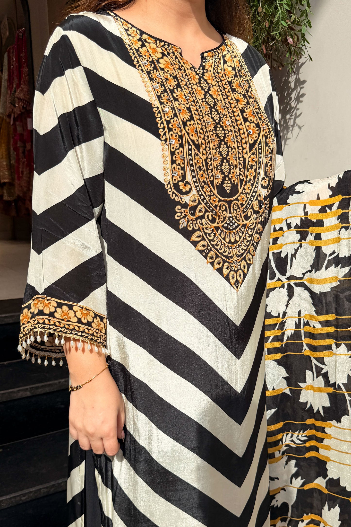 Aranya Embroidered & Printed Suit Set